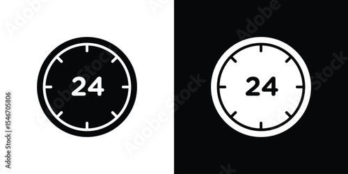 24 hours icon of a flat style vector