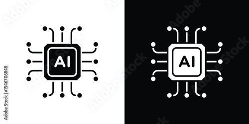 AI chip icon of a flat style vector