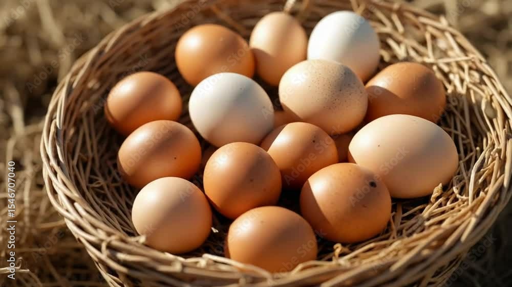 Fresh Eggs in Baskets: A Rustic and Natural Harvest Scene of Gathered Eggs Fresh Eggs in Baskets: A Rustic and Natural Harvest Scene of Gathered Eggs