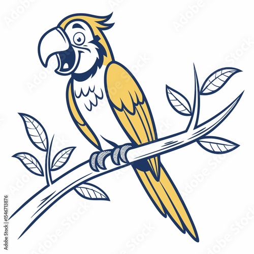 bird on branch, parrot vector icon, funny parrot icon