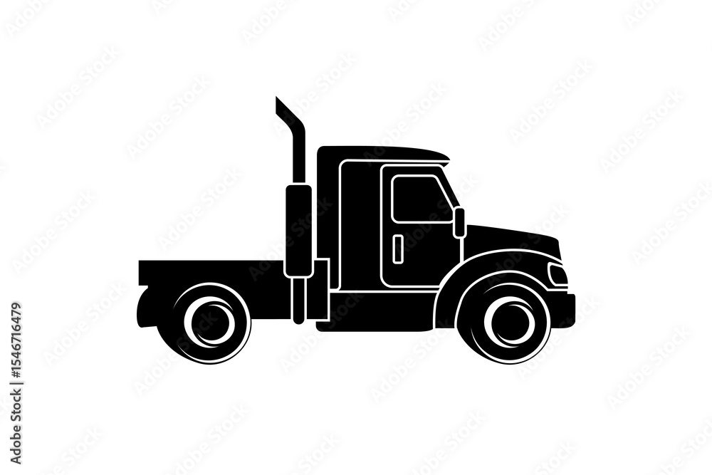 Simple Classic truck vector black and white icon. Simple Classic truck vector black and white icon.