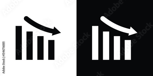 Arrow trend-down icon of a flat style vector
