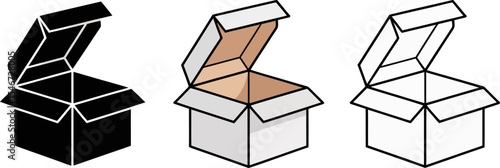 Open cardboard box vector illustration set for delivery and packaging design element for graphic use editable stock vector illustration