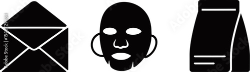 Flat design icons for mail message skincare and shopping bag vector graphic illustration set design editable stock vector illustration