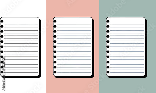 Lined paper notebook mockup for school notes and office supplies graphic design resource template asset editable stock vector illustration