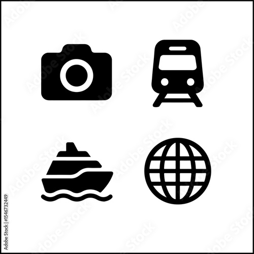 Travel tourism icon set vector silhouette