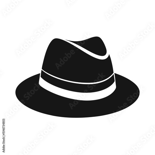 A stylish fedora hat with a ribbon isolated on white background