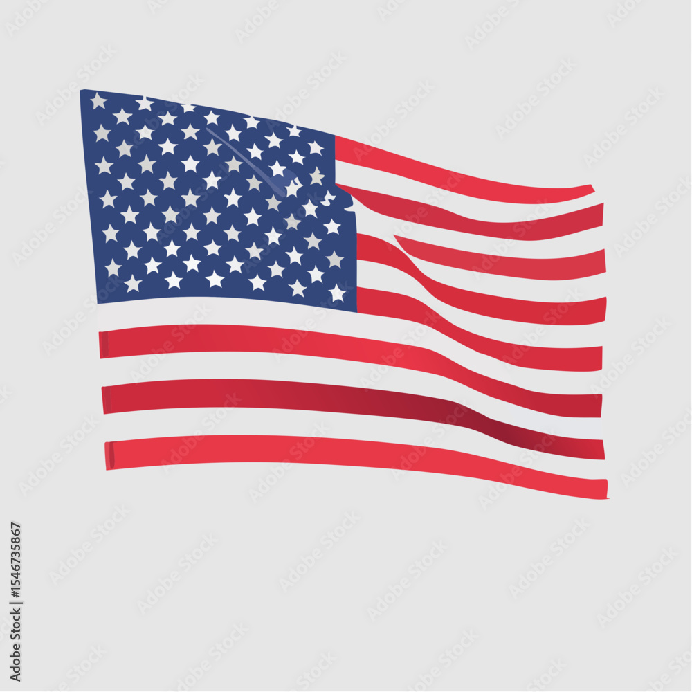Fototapeta premium A Bold Vector Illustration of the American Flag Featuring the Iconic Stars and Stripes in Red, White, and Blue with Clean Lines, Scalable Format, and a Powerful Symbol of Freedom and National Identity