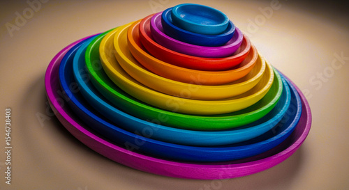 Colorful stack of wooden plates