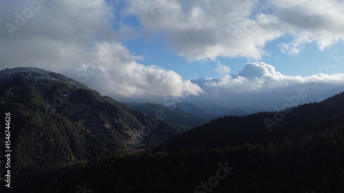Aerial View of Moody Mountain Landscape