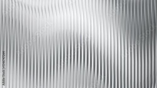 Corrugated metal texture with ribbed glass background and steel sheet pattern. Abstract window in silver and white 3D with fluted panel stripes. Premium wall ripple with blur. 4k Seamless loop.