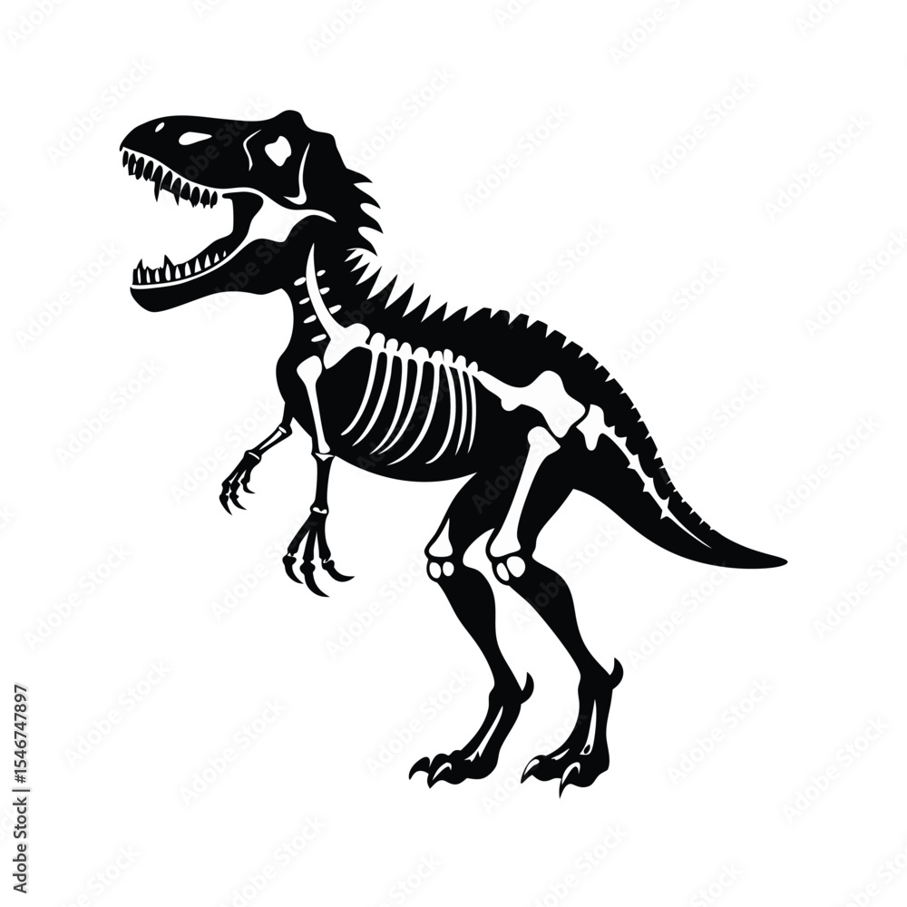 Tyrannosaurus rex dinosaur skeleton isolated on white background Tyrannosaurus rex dinosaur skeleton isolated on white background