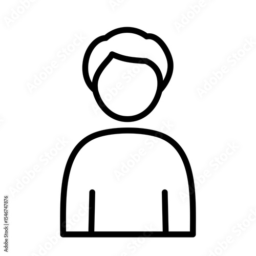 Male user avatar with side parted hair. Line icon of a person, online account profile, or team member. Black and white graphic with adjustable stroke weight.