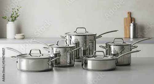 Elegant Stainless Steel Cookware Set Modern Kitchen Essentials