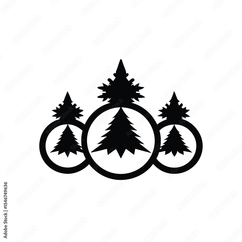Obraz premium Elegant Evergreen Trio Christmas Tree Design Vector Illustration