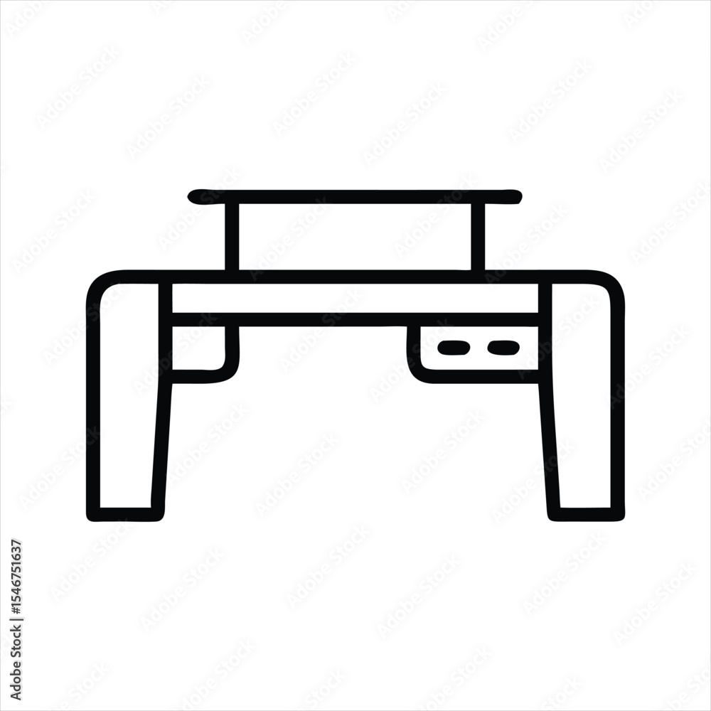 Vector line art desk monitor stand icon, white background. Vector line art desk monitor stand icon, white background.
