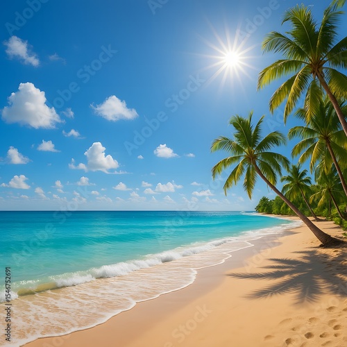 tropical beach with palm trees