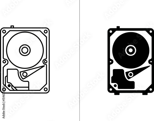 Hard drive disk vector illustration, storage device icon, data backup, computer part, hdd design element editable stock vector