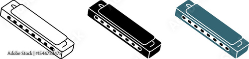 Harmonica musical instrument vector illustration of blues harp mouth organ isolated on white background editable stock vector