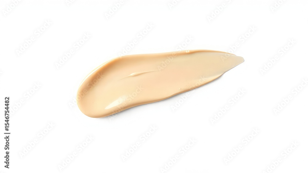 Beige foundation cream sample on a white isolated background illustrating beauty, cosmetics, skincare, and a luxurious silky texture Beige foundation cream sample on a white isolated background illustrating beauty, cosmetics, skincare, and a luxurious silky texture