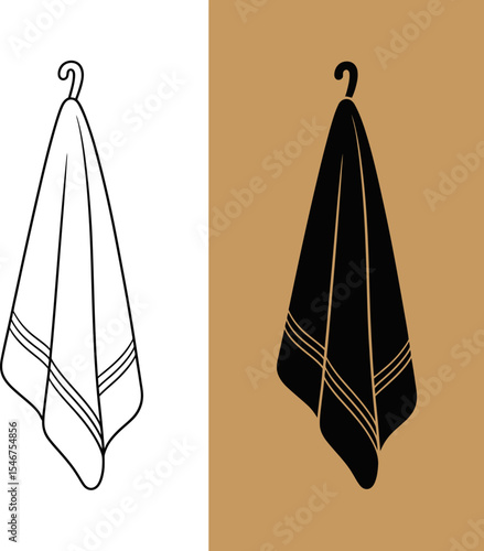Hanging towel vector illustration design for bathroom kitchen and spa towel graphic template set editable stock vector