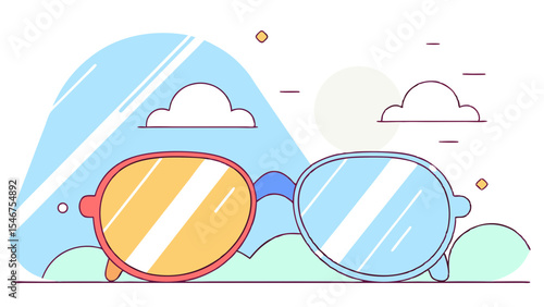 Stylish sunglasses illustration for fashion campaigns, summer advertising, and accessory promotions