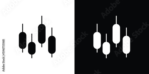 Chart candlestick icon of a flat style vector