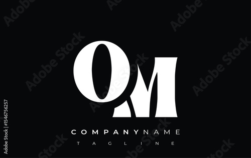 OM Creative Abstract Typography Logo Design. Elegant logo combining bold typography and creative shapes, ideal for branding and identity solutions.