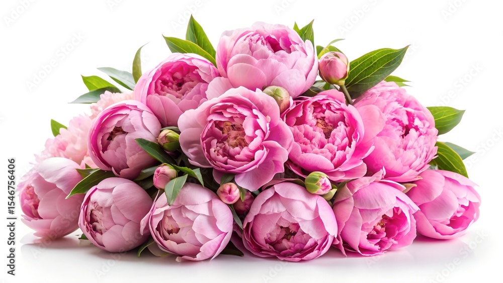 Pink Peony Flower Bouquet on White Background Pink Peony Flower Bouquet on White Background