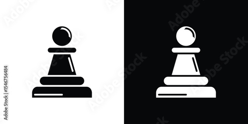 Chess pawn icon of a flat style vector