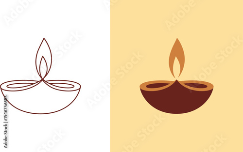 Diwali diya vector illustration hindu festival of lights indian traditional oil lamp deepavali design 100 editable stock vector