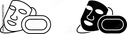 Sheet mask and soap bar vector illustration for skincare routine and beauty product concept design art editable stock vector