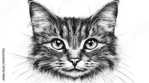 Wallpaper Mural An adult coloring page shows a cat’s head decorated with a detailed mandala pattern on its face. The clean line art, without shading, is set on a white background, perfect for coloring book designs. Torontodigital.ca