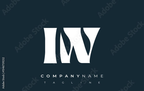IW Creative Abstract Typography Logo Design. Elegant logo combining bold typography and creative shapes, ideal for branding and identity solutions.