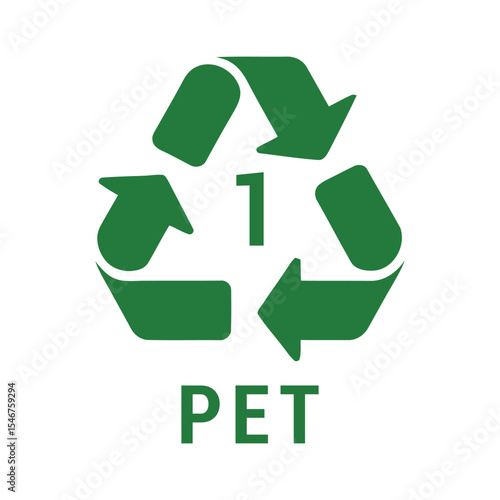 Green Recycling Symbol for PET Plastic Number One