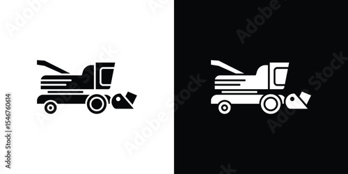 Combine harvester icon of a flat style vector