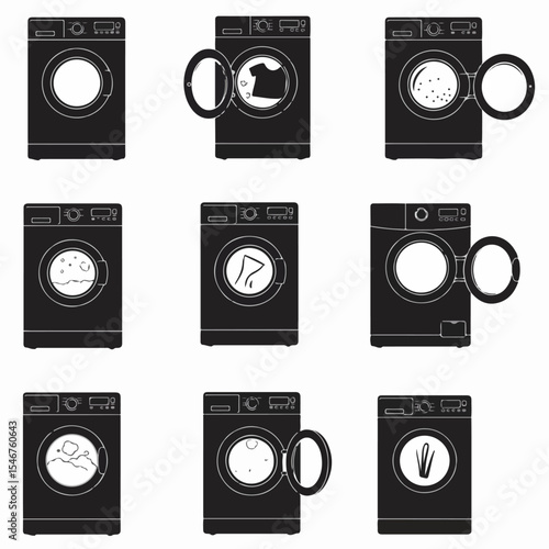 Washing machine appliance laundry equipment icons