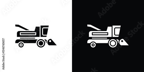 Combine harvester icon of a flat style vector