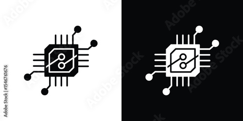 Computer microprocessor icon of a flat style vector