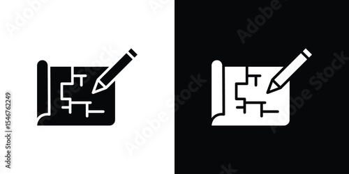 Construction plan of a flat style vector