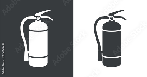 Simple fire extinguisher icon in black and white