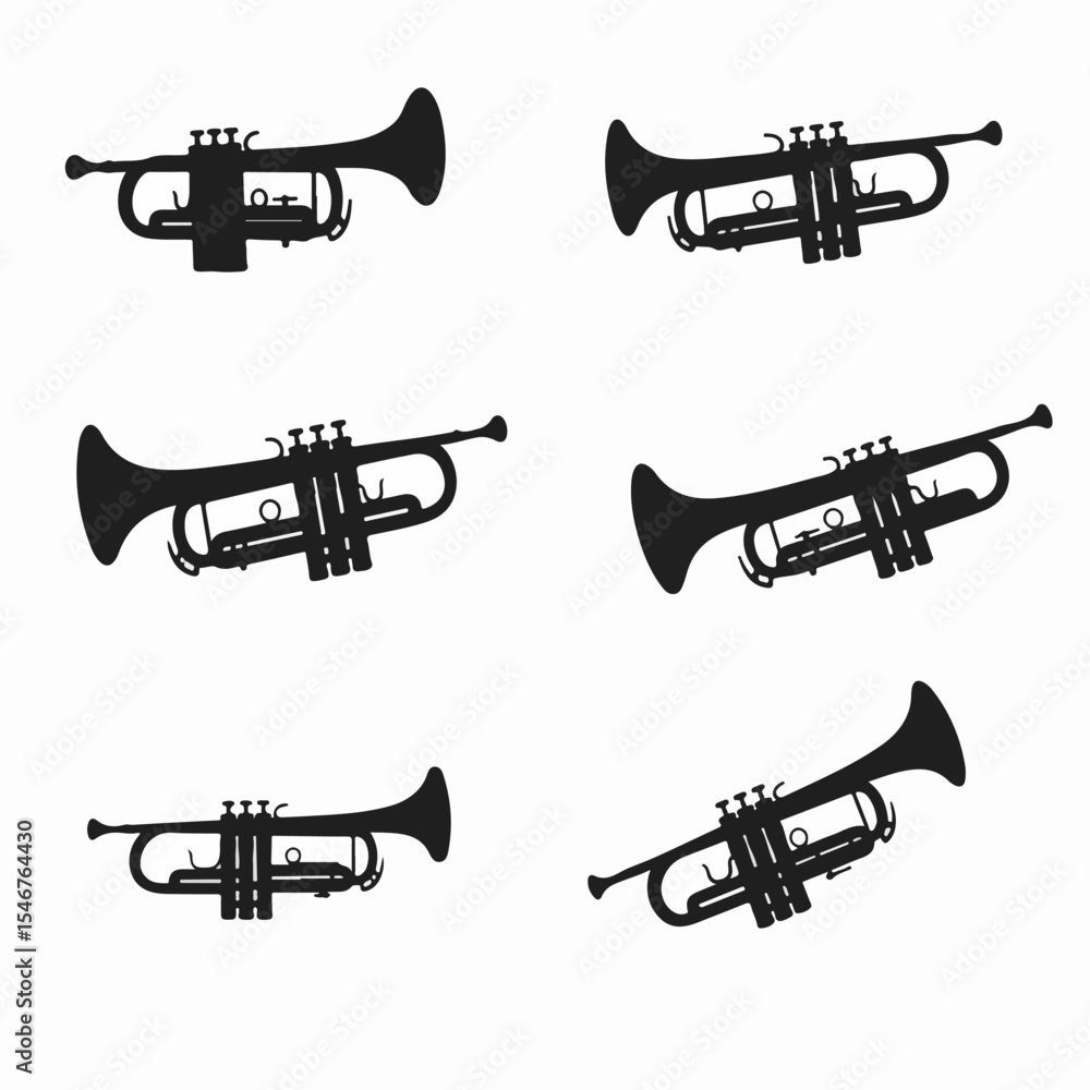 Naklejka premium Trumpet silhouette music performance classic instrument concert