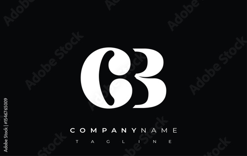 CB Creative Abstract Typography Logo Design. Elegant logo combining bold typography and creative shapes, ideal for branding and identity solutions.