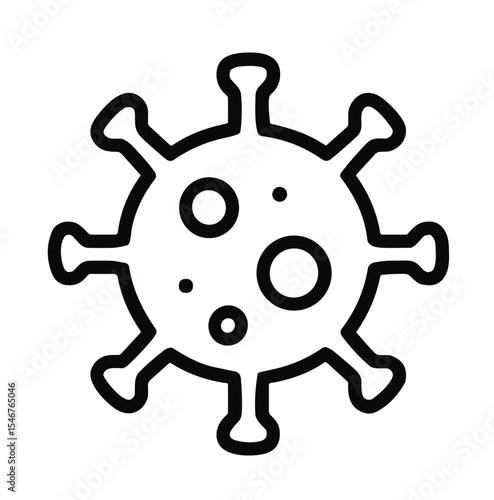 Virus illustration in flat design with black outlines and white background  