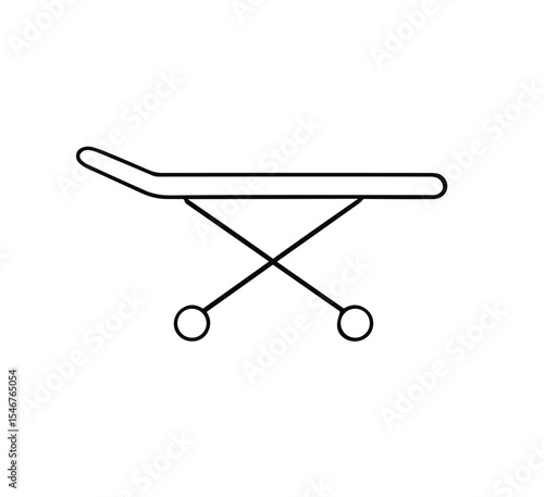 Simple outline of a hospital stretcher with wheels on a white background  