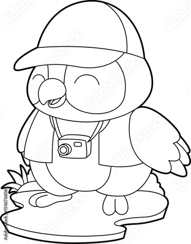 Parrot Photographer Camera Animal Vector Graphic Art Illustration