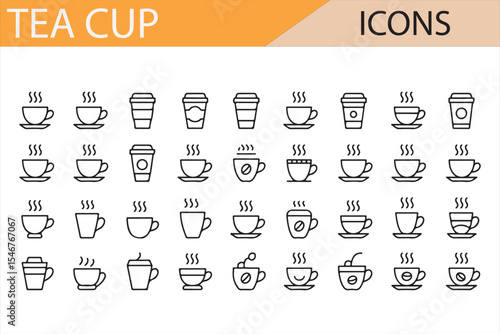 Hot Beverage Cup Icon Set in Various Styles
