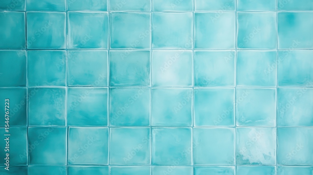 Fototapeta premium An aesthetically pleasing image of a smooth, aqua blue tiled wall, ideal for interior design, renovation, and construction projects, representing style and contemporary elegance.