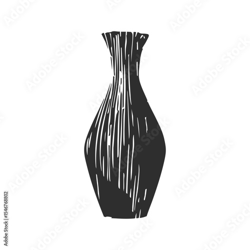 Elegant Vase Silhouette Illustration. Minimalist Home Decor And Design Element Isolated Vector Illustration