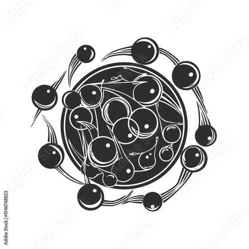 Abstract Sperm And Egg Silhouette Illustration. Fertilization And Reproduction Concept Isolated Vector Illustration